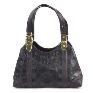 Gucci Embossed Leather Shoulder Bag Purple